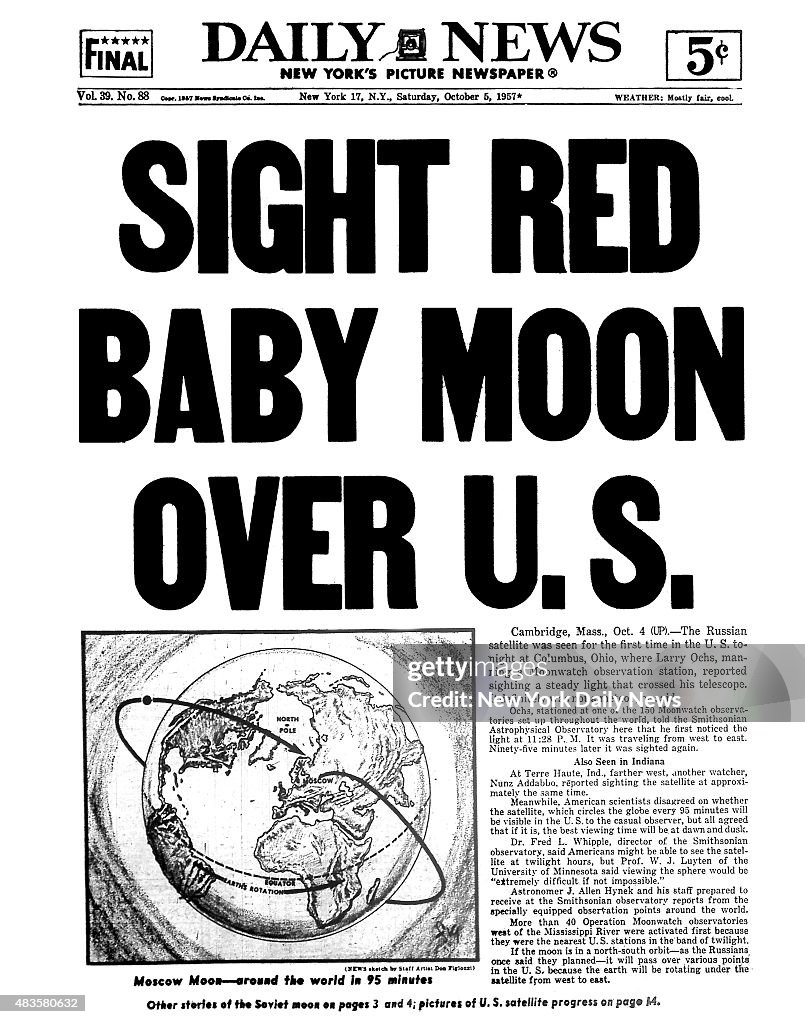 Daily News front page SIGHT RED BABY MOON OVER U.S.