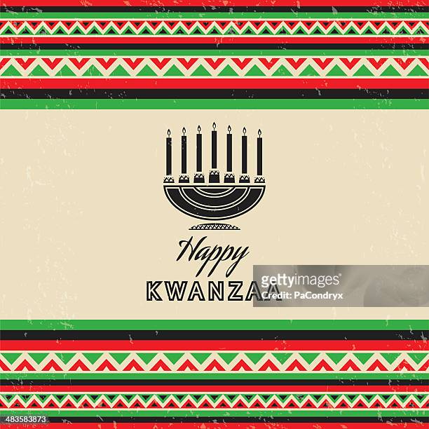 illustrazioni stock, clip art, cartoni animati e icone di tendenza di carta retrò kwanzaa celebrazione - popolo di discendenza africana