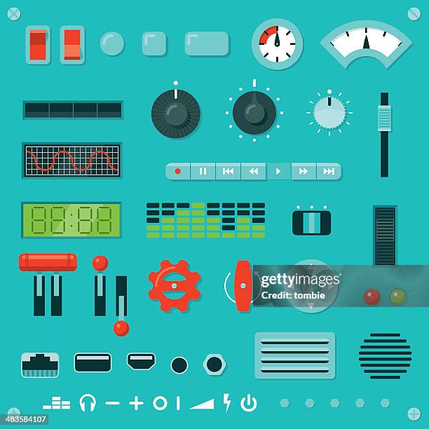 knobs, buttons, levers, etc. - volume knob stock illustrations