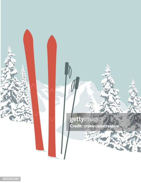 ilustrações, clipart, desenhos animados e ícones de esquis - ski slope
