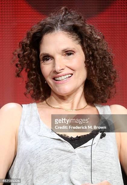 Actress Mary Elizabeth Mastrantonio speaks onstage during the 'Limitless' panel discussion at the CBS portion of the 2015 Summer TCA Tour at The...