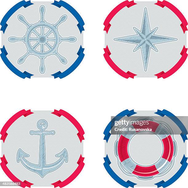 nautical design elements - nautical compass stock illustrations