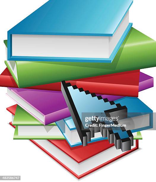 books with pointer - digital banking experience stock illustrations