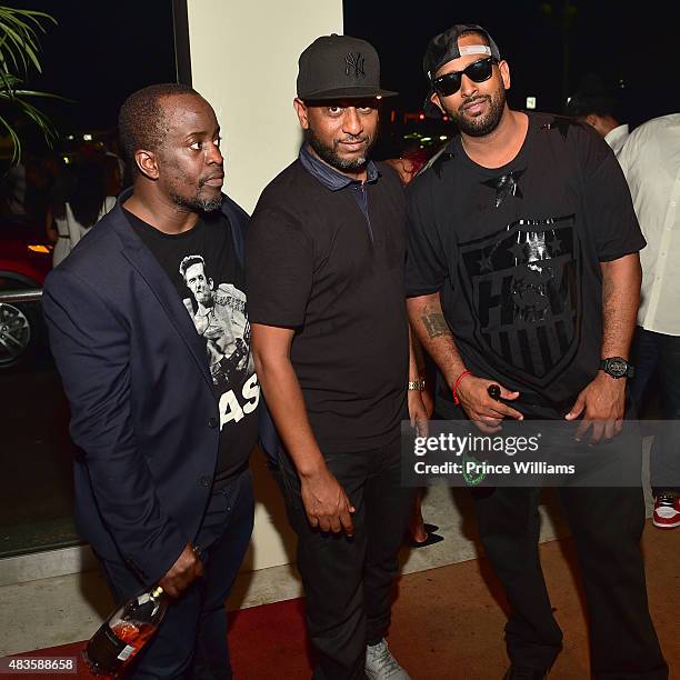 Efe, Alex Gidewon and Simon Gidewon attend Future Album Release Party at Gold Room on July 30, 2015 in Atlanta, Georgia.