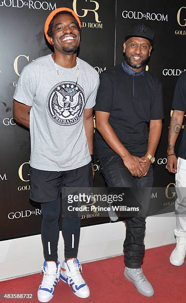 Andre 3000 and Alex Gidewon attend Future Album Release Party at Gold Room on July 30, 2015 in Atlanta, Georgia.