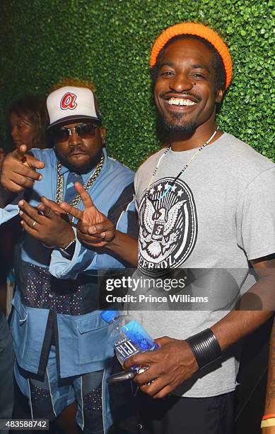 Big Boi and Andre 3000 of the group Outkast attend Future Album Release Party at Gold Room on July 30, 2015 in Atlanta, Georgia.