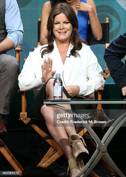 Actress Marcia Gay Harden speaks onstage during the 'Code Black' panel discussion at the CBS portion of the 2015 Summer TCA Tour at The Beverly...