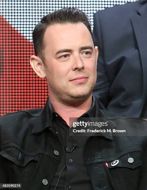 Actor Colin Hanks speaks onstage during the 'Code Black' panel discussion at the CBS portion of the 2015 Summer TCA Tour at The Beverly Hilton Hotel...
