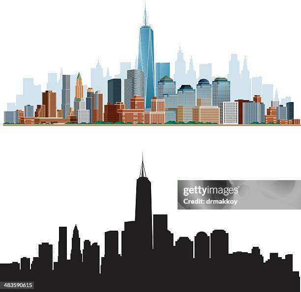 new york city skyline - new york city skyline vector stock illustrations