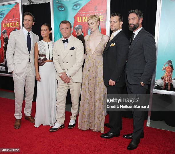 Armie Hammer, Alicia Vikander, Guy Ritchie, Elizabeth Debicki, Henry Cavill and Luca Calvani attend the New York Premiere of "The Man From...