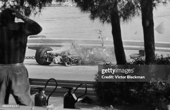 Swiss Racing Driver Clay Regazzoni Crashing His Car During A The swiss-racing-driver-clay-regazzoni-crashing-his-car-during-a-the
