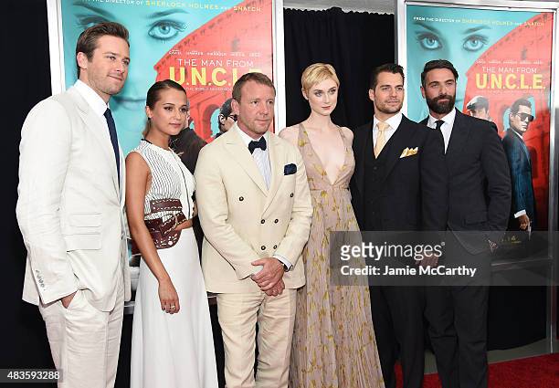 Armie Hammer, Alicia Vikander, Guy Ritchie, Elizabeth Debicki, Henry Cavill and Luca Calvani attend the New York Premiere of "The Man From...