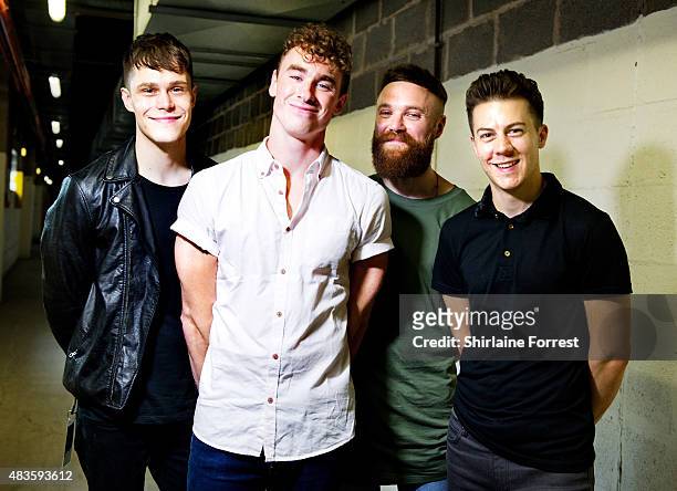 Rob Damiani, Simon Delaney, Matt Donnelly and Tom Doyle of Don Broco pose backstage before performing live and signing copies of their new album...