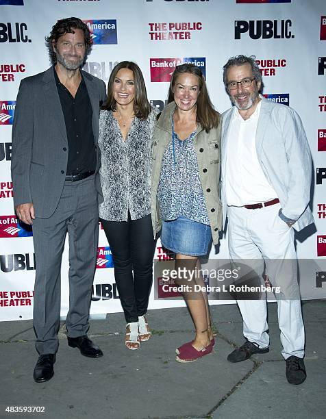 Peter Hermann, Mariska Hargitay , Elizabeth Marvel and Warren Leight attend the Public Theater's opening night of "Cymbeline" at the Delacorte...