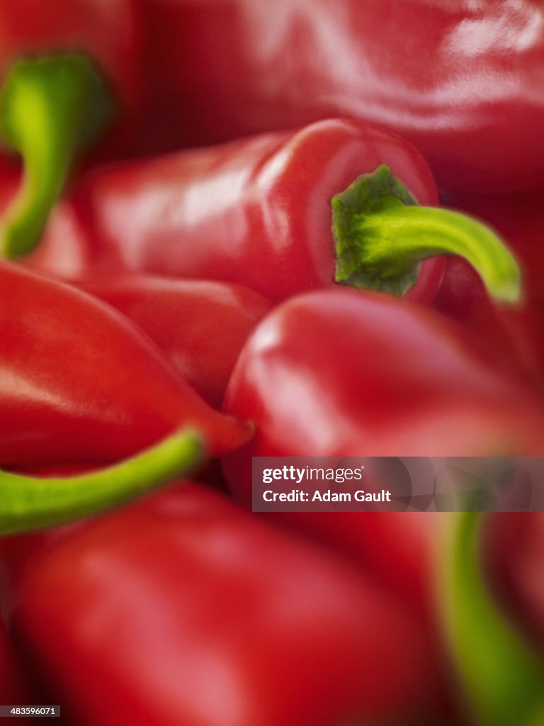 Extreme close-up di rosso chili peppers