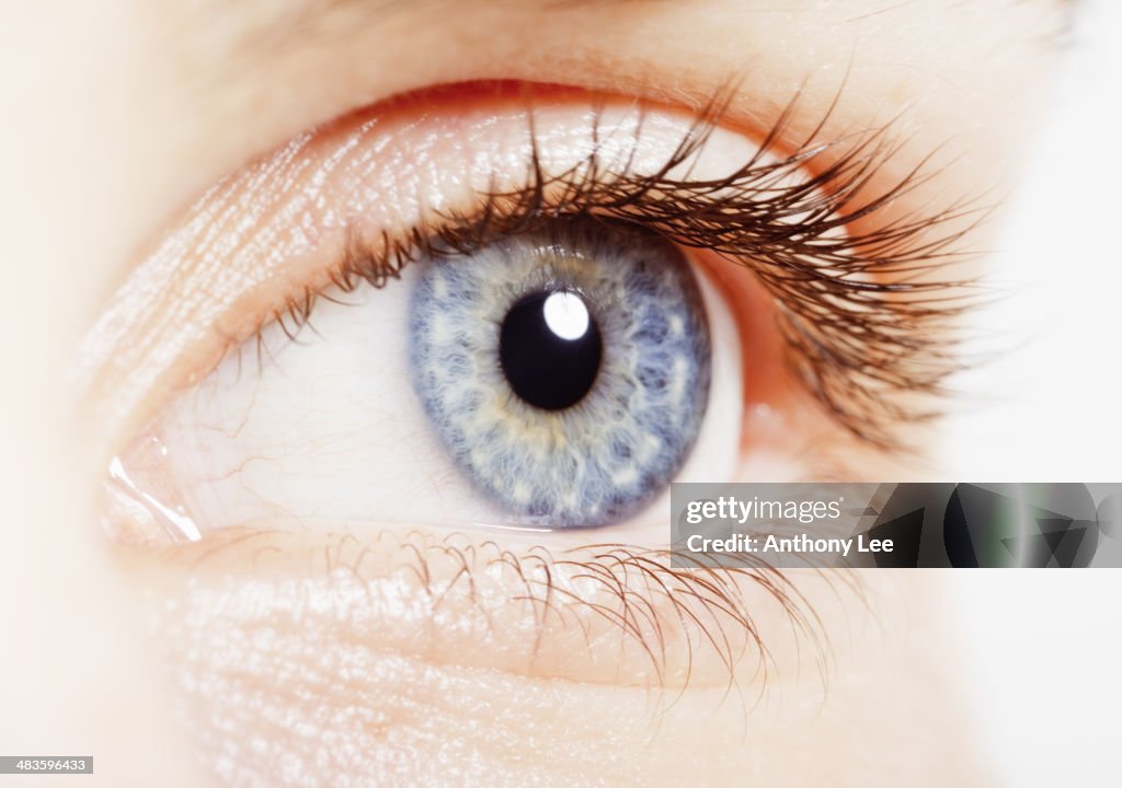 Extreme close up of blue eye