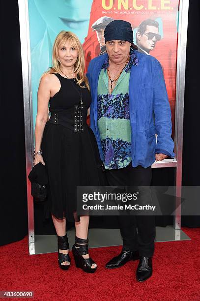 Musician Steven Van Zandt and Maureen Van Zandt attends the New York Premiere of "The Man From U.N.C.L.E." at Ziegfeld Theater on August 10, 2015 in...