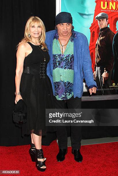 Steven Van Zandt and Maureen Van Zandt attend "The Man From U.N.C.L.E." New York Premiere - Inside Arrivals at Ziegfeld Theater on August 10, 2015 in...