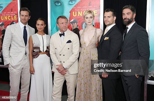 Armie Hammer, Alicia Vikander, Guy Ritchie, Elizabeth Debicki, Henry Cavill and Luca Calvani attend the New York Premiere of "The Man From...