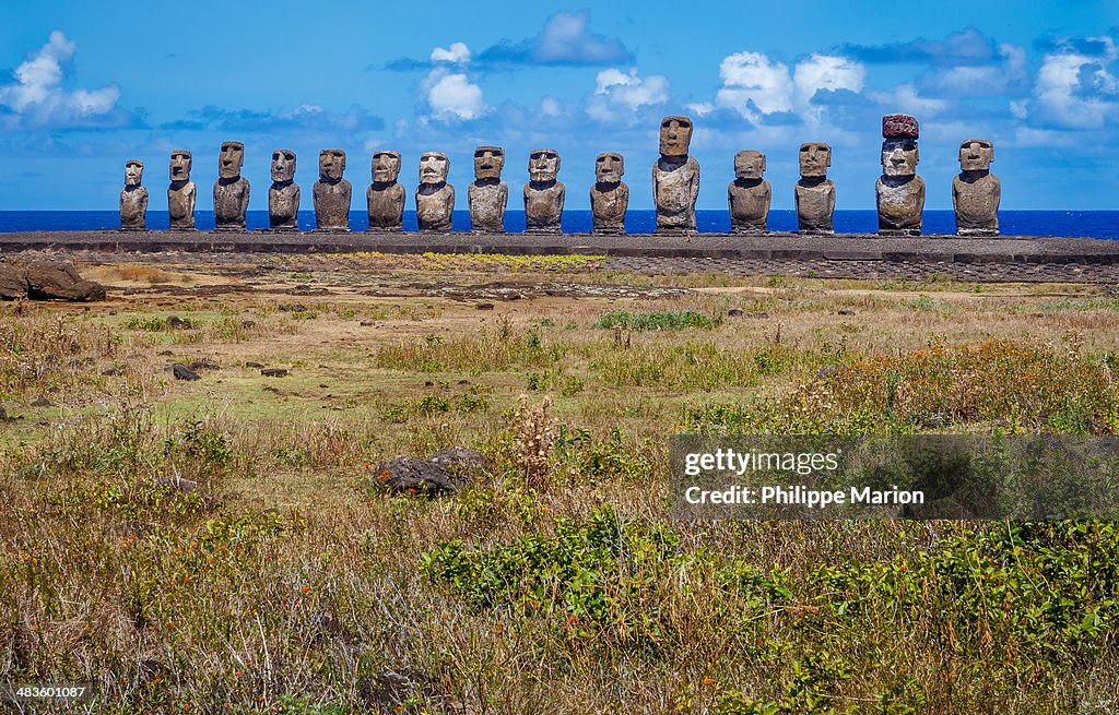 Moai statues of Ahu Tongariki on Easter Island