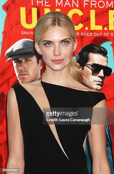 Emily Senko attends "The Man From U.N.C.L.E." New York Premiere - Inside Arrivals at Ziegfeld Theater on August 10, 2015 in New York City.