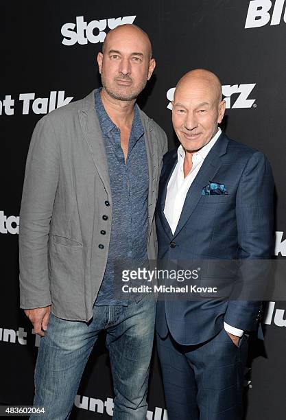 Actors Daniel Stewart and Patrick Stewart attend the STARZ' "Blunt Talk" series premiere on August 10, 2015 in Los Angeles, California.