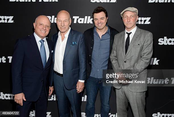 Chris Albrecht, actor Patrick Stewart, Executive Producer Seth MacFarlane, and writer Jonathan Ames attend the STARZ' "Blunt Talk" series premiere on...