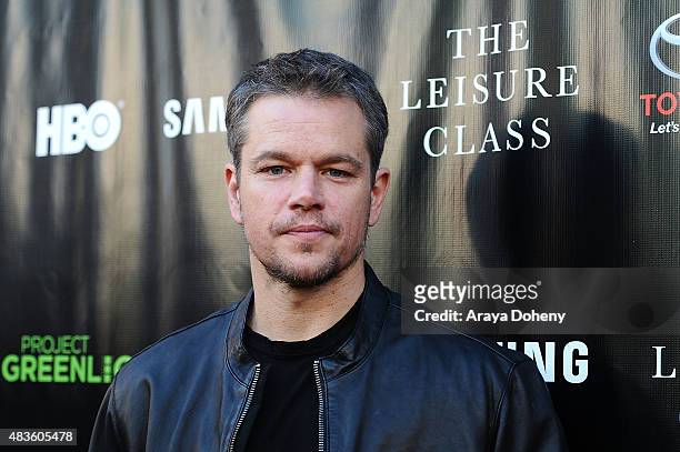Matt Damon attends the Adaptive Studios and HBO present The Project Greenlight Season 4 Winning Film "The Leisure Class" at The Theatre At The Ace...