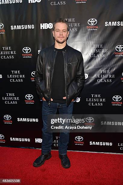 Matt Damon attends the Adaptive Studios and HBO present The Project Greenlight Season 4 Winning Film "The Leisure Class" at The Theatre At The Ace...