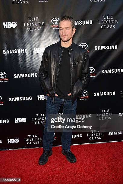 Matt Damon attends the Adaptive Studios and HBO present The Project Greenlight Season 4 Winning Film "The Leisure Class" at The Theatre At The Ace...