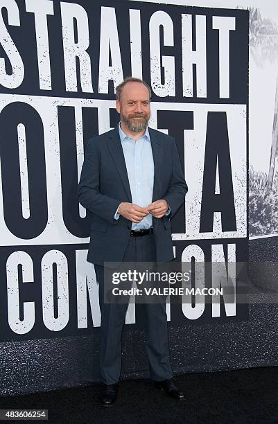 Actor Paul Giamatti arrives for the Universal Pictures And Legendary Pictures premiere of "Straight Outta Compton" on August 10, 2015 in Los Angeles,...