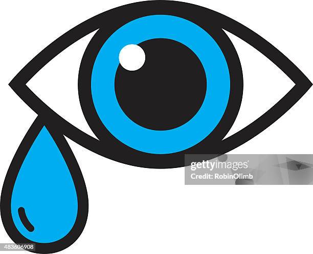 eye with tear icon - iris eye stock illustrations