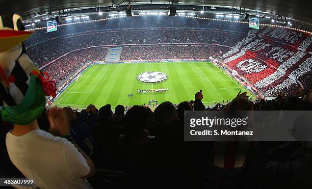 General view during the UEFA Champions League quarter final second leg match between FC Bayern Muenchen and Manchester United at Allianz Arena on...
