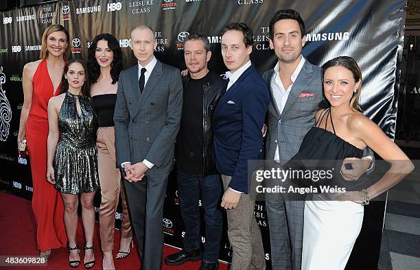 Actor Matt Damon with the cast of "The Leisure Class" attends the Project Greenlight Season 4 Winning Film premiere "The Leisure Class" presented by...