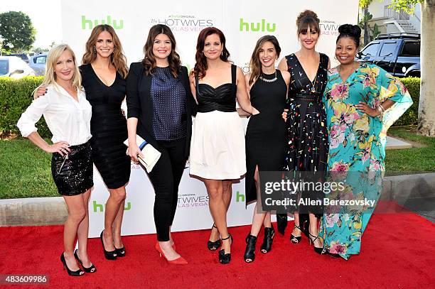 Actors Angela Kinsey, Andrea Savage, Casey Wilson, Dannah Phirman, Danielle Schneider, Erinn Hayes and Tymberlee Hill attend the screening of Hulu...