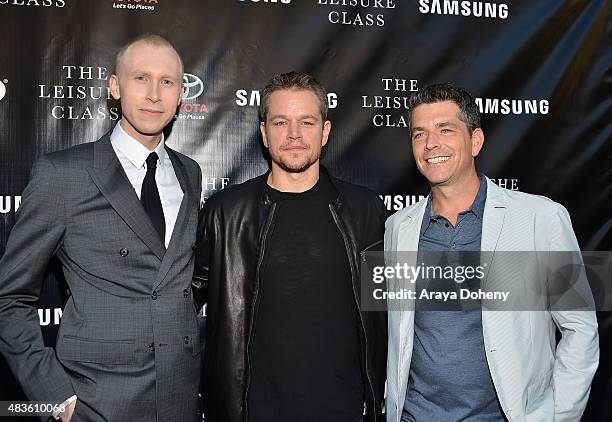 Jason Mann, Matt Damon and Marc Joubert attend the Adaptive Studios and HBO present The Project Greenlight Season 4 Winning Film "The Leisure Class"...