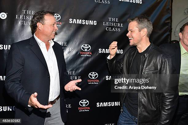 Bobby Farrelly and Matt Damon attend the Adaptive Studios and HBO present The Project Greenlight Season 4 Winning Film "The Leisure Class" at The...