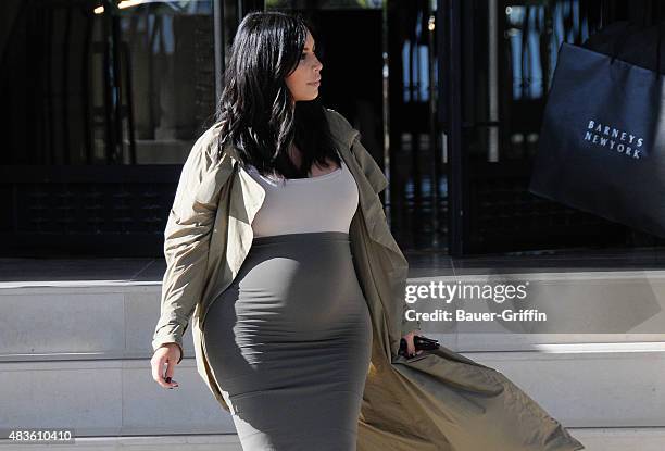 Kim Kardashian is seen on August 10, 2015 in Los Angeles, California.