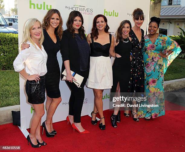 Actresses Angela Kinsey, Andrea Savage, Casey Wilson, Dannah Phirman, Danielle Schneider, Erinn Hayes and Tymberlee Hill attend a screening of Hulu...