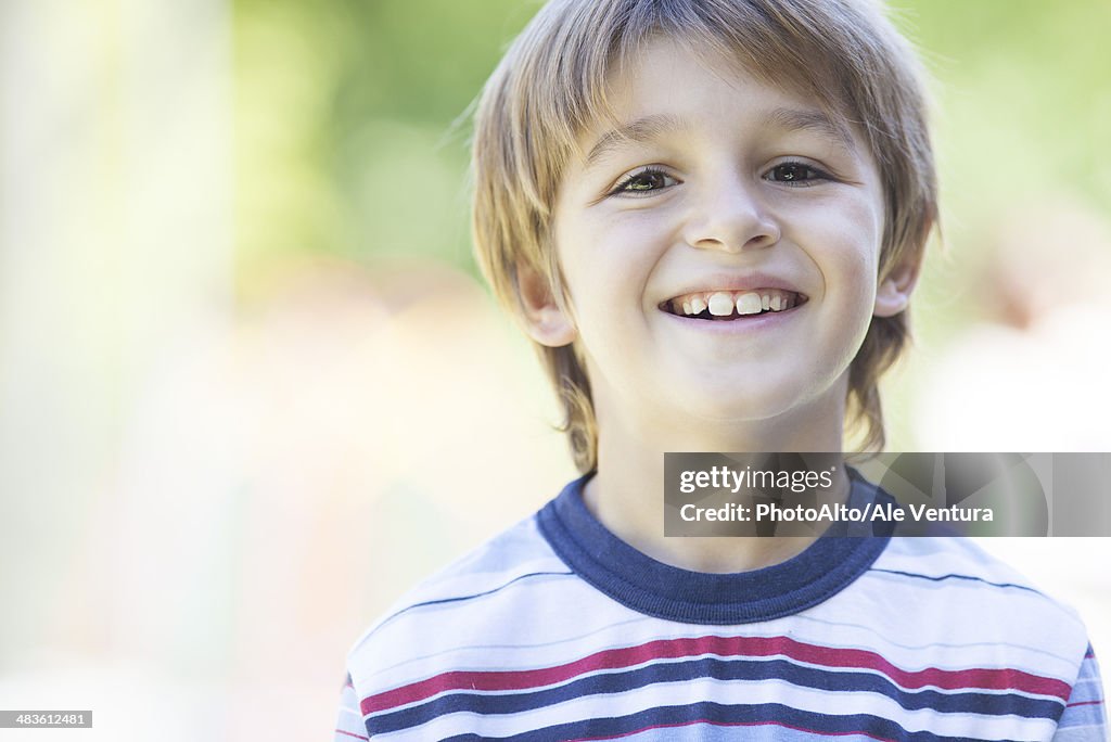 Boy in striped shirt, portrait