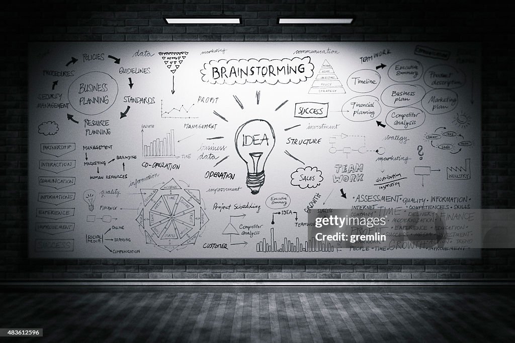 Empty office with big visual board