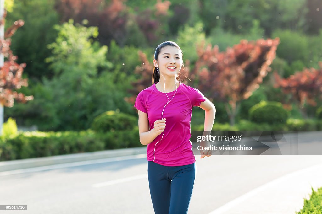 Morning chinese girl run