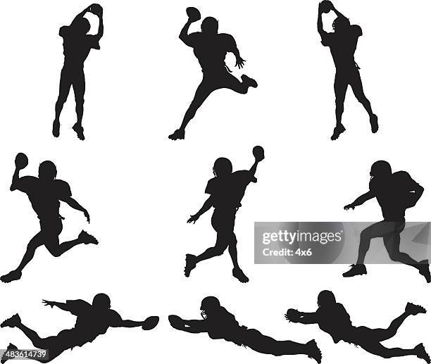 all star football player silhouettes images - men's track stock illustrations