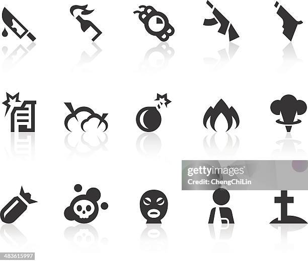 ilustraciones, imágenes clip art, dibujos animados e iconos de stock de ataques terroristas iconos/simple de la serie black - terrorism