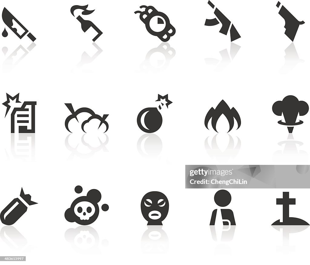 Terrorist Attacks Icons | Simple Black Series