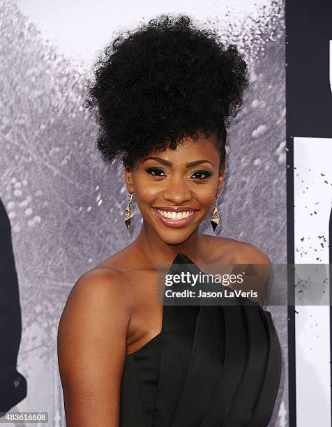 Actress Teyonah Parris attends the premiere of "Straight Outta Compton" at Microsoft Theater on August 10, 2015 in Los Angeles, California.