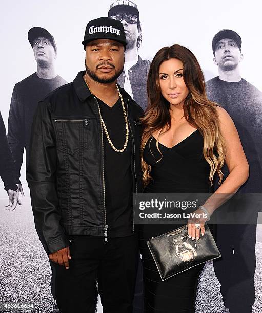 Xzibit and wife Krista Joiner attend the premiere of "Straight Outta Compton" at Microsoft Theater on August 10, 2015 in Los Angeles, California.