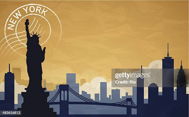 illustrazioni stock, clip art, cartoni animati e icone di tendenza di new york city - cartoon bridge