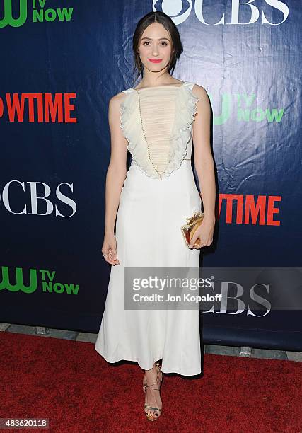 Actress Emmy Rossum arrives at CBS, CW And Showtime 2015 Summer TCA Party at Pacific Design Center on August 10, 2015 in West Hollywood, California.