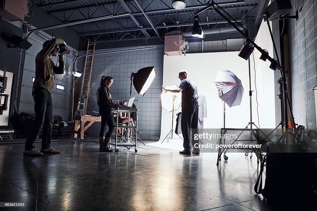 Film Crew Working on Set